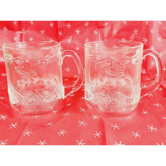 Duralex Noel Christmas Glass Coffee Mug Teacup 12oz Made in France 4" x2 Vintage - Picture 9 of 13